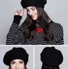 Ylwhjj marque femmes bérets chapeau mode couleur unie laine tricoté bérets avec dames artiste français Beanie béret chapeau J220722