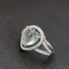 Cluster Rings Lady 925 Sterling Silver Ring Inlaid Natural Prehnite Fashion Tide Flow High Quality Temperament Ringcluster
