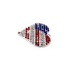 10 PCS/Lot Custom Pendant American Flag Heart Shape 4 juli Independence Day Crystal Rhinestone Pendant Charm