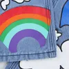 Jeans da donna Autunno Jeans da donna Stampa arcobaleno Jeans moda Abbigliamento vintage Pantaloni casual in cotone larghi aderenti Streetwear per ragazze T220825