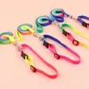 Regenboog kleur tractioneel touw honden kragen riem pet levert harnas honden ketting tractie nylon touwen lopen sn4349