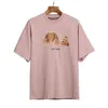 Angel T-shirts Palm Trendy Decapitated Teddy Bear Print T-shirt Loose Men's and Women's Wear Letter Short Sleeve 5q1