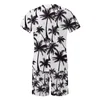 여름 패션 남자 2 피스 세트 트랙 슈트 캐주얼 짧은 슬리브 인쇄 티셔츠 쇼트 바지 정장 Camisetas Ropa Hombre 220610