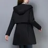 Foder Windbreak Spring Autumn Female Jacket Slim Women Basic Coats Midlong Casual Tops Hooded Black Zipper Vintage 220812