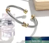 Top-Armbandschmuck aus Edelstahl mit verdrehtem Kabel und Draht für Frauen, der offene Manschette im Antik-Stil verkauft