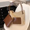 Bolso de mano tejido de paja de diseñador, bolso de hombro, bolsos de moda, bolsos de compras para mujer con monederos, billetera en 4 colores