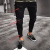 Черные брюки для мужчин хип-хоп отверстия разорванные джинсы Biker Slim Fit Scipper Jean проблемные штаны BBB