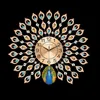 Moderne 3D Diamond Crystal Quartz Peacock wandklokken voor huis woonkamer decor Large Silent Wall Clock Art Crafts252J592913