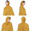 Eleganta blygsamma kvinnor bubbla chiffong wrap solid överdimensionerar muslimsk huvud halsduk damer sjal och kvinnlig foulard hijab -stolar