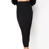 Frauen Gestrickte Bodycon Langen Rock Mode Sexy Schwarz Weiß Hohe Taille Bleistift Röcke Weibliche Elastische Club Tragen 220317