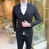 Men Dress Pants Vest 3 Piece Suits / Male Wedding Autumn Business Formal Plaid Suit Luxury Slim Fit Coat Trousers