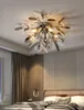 Light Luxury 2022 Bedroom Crystal Chandeliers Chrome Ceiling Lamp Restaurant Nordic Postmodern Master Bedroom Room Creative Flower Lamps