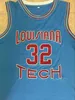 XFLSP 32 Karl Malone Louisiana Tech Blue Basketball Jersey Custom Qualquer número e nome Bordado