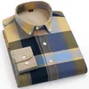 Men's Dress Shirts Pure Cotton Oxford Striped Plaid Shirt Business Casual High Quality Longsleeve For Men Button Up ShirtMen's Vere22