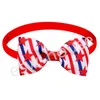 Accessorio per abbigliamento per cani 12 disegni Giorno dell'indipendenza Papillon per animali domestici Gatto patriottico Cane Collare regolabile a stelle e strisce 4 luglio Forniture per piccoli animali domestici