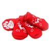 4pcs/set Autumn Winter Pet Dog Apparel Meias de Natal Anti-SLIP malha cães pequenos sapatos