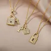 Chains Vintage Lock Key Pendant Necklace For Women Zircon Choker Chain Necklaces Geometric 2022 Aesthetic Fashion Jewelry GiftChains