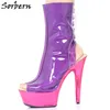 Sorbern Transparent Plastic Ankle Boots Women Spike High Heels Open Toe Platform Shoes Summer Boots Color