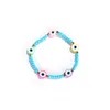 Set di braccialetti multicolore con occhio diabolico Amante Carino Gioielli da spiaggia estiva Braccialetti elastici con disco in argilla polimerica morbida per le donne