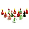 Mini Handmade Glass Christmas Tree Art Figurines Ornaments Colorful High Grade Cute Pendant Xmas Hanging Decor Charm Accessories 220329