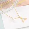 Luxury White Shell Fishtail Pendant Pearl Charm Necklace Jewelry for Women Engagement Gift