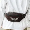 Mihaivina Men Skull Rivet Fanny Pack Waist Belt Bag For Women Leather Shoulder Pouch Bags Casual Luxury Designer Waist Pack Bag 220513