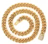 14k Gold Plated 12mm hip hop Cuban Necklace Chains polished round grinding encryption men's Necklace