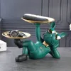 Estátua de cachorro de resina mordomo com bandeja para mesa de armazenamento sala ao vivo ornamentos de buldogue francês escultura decorativa presente de artesanato 220628