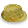 LED -Jazzhüte blinken Leuchte Pailletten Caps Kostüm Tanzparty Hüte Unisex Luminous Hip Hop Hut