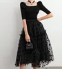 Gonne di Tulle Delle Donne Midi Gonna A Pieghe Cuore Nero 2022 Autunno Inverno Coreano Elastico a Vita Alta Maglia Tutu GonnaGonne2373380