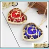 H￤nge halsband h￤ngsmycken smycken nya The Legend of Heartformed Crystal Necklace Hollow Ruby Sapphire Love Long Gold Chain for Women Men