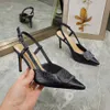 Signature women sandals patent-leather lace-up High Heels luxury leather fashion show summer Crocodile leather texture metal b 0004