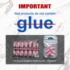 False Nails French Gradient Stiletto Natural Coffin Nude Medium Short Square Fake Red Black Oval Ballerina Prud22