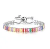 Bracelet coloré réglable en Zircon cubique plaqué or Rose pour femmes filles arc-en-ciel fête d'anniversaire bijoux de mariage cadeau