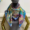 Foulard carré femme foulards bonne qualité 100% soie sergé imprimé fleurs motif oiseau taille 90cm- 90cm