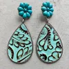 Dangle Lustre Vintage Boucles D'oreilles En Cuir De Vache En Relief Pour Les Femmes Turquoise Citrouille Fleur Larme Rétro Western Style Bijoux Fille GiftsDang