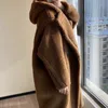 Mm dames kleding ontwerper jassen topkwaliteit max klassieke teddybeer capuchon jas handgemaakte custom pure wollen jas lange losse mode winter