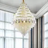Lyxkristallkronkronor belysning modern vardagsrum hängande lampa stor guld trappa led ljus fixtur husdekor kedja lampa