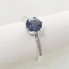 Blaue funkelnde Kronenringe aus 925er Sterlingsilber, Designer-Schmuck für Frauen und Mädchen, Hochzeitsgeschenk mit Original-Box-Set für Pandora-Ring