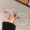 Fashion Sunglasses Frames Vintage Oversized Square Pink Anti-blue Light Glasses Frame For Women Alloy Clear Leopard Computer Myopia Eyeglass