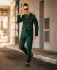 Męskie garnitury Blazers 2 sztuk Green Men Kostiumy Hommes Custom Made Casual Streetwear Moda Tuexdos Club Prom Blazer + Pant Suit Set