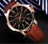 WAT8103 fashion Men's quartz watch Formal business round shape alloy leather strap male wristwatch