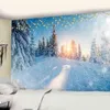 Tapis Tenture Murale Imprimer Routes Couvertes De Neige Paysage Naturel Bohème Hippie Décor À La Maison J220804