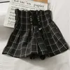 Pearl Diary Women Plaid Shorts High Waist Short Pant With Lace Up Front Female Summer Street Glamorous Casual 220509