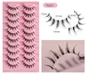 10 paires d'extensions de faux cils Wispy réutilisables faux cils de vison 3D naturels doux cils légers à bande transparente