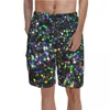 Shorts Masculino Multicolor Sparkle Board Preto Glitter Print Praia Masculino Cintura Elástica Lindo Calção de Banho Plus Size Masculino