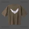 Designer Kanyes Classic Wests T Shirt Three Party Joint Peace Dove Printed Washing Water Short Sleeves High Street Mens And Womens187g