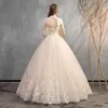 Inne suknie ślubne Ezkuntza 2022 Vintage Chinese High Neck Luksusowa sukienka szampanowa koronkowa haft kwiat w górę księżniczki sukni ślubne