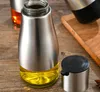 Functional Olive Oil tools Bottle Soy Sauce Vinegar Seasoning Storage Can Glass Bottom 304 Stainless Steel Body Kitchen Cook by sea CCA12683