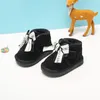 Сапоги Claladoudou 12-15,5 см бренда замшевые зимние туфли Baby Black Red Princess Симпатичная лук-рюши